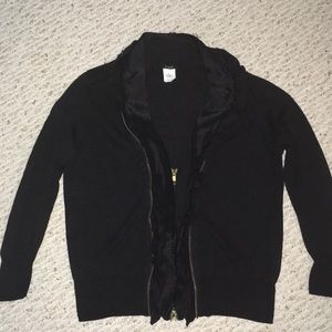 J Crew black cardigan ruffled women’s medium